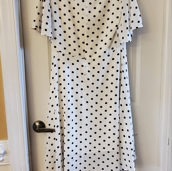 Eliza JPolka Dot Crew Neck Short Flutter Sleeve High-Low Dress Size 14 - Picture 4 of 7